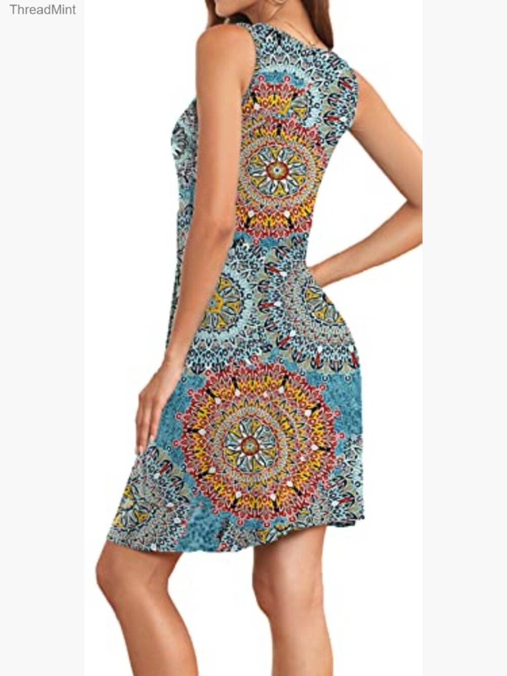 Sleeveless Midi Pleated Tank Dress, Rayon Blend, Summer Casual - Picture 3 of 7